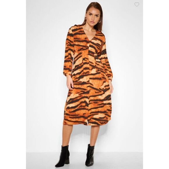Tiger Print Dress Animal Viscose US 4 Or Small - Picture 4 of 9